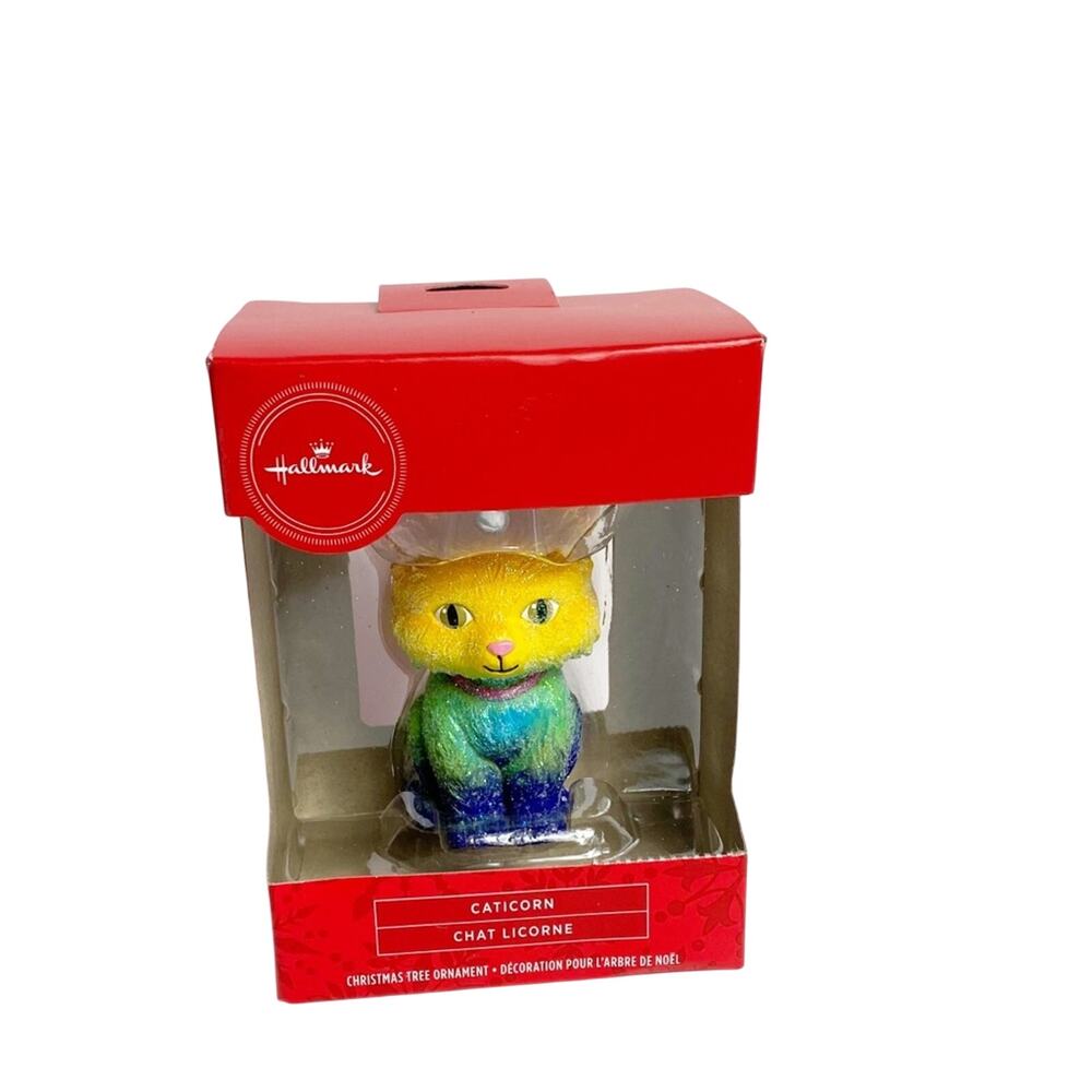 Hallmark Multicolor Rainbow Caticorn Cat Christmas Tree Ornament New in Box